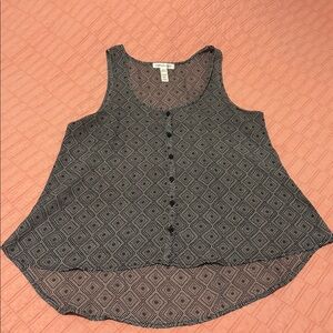 Ambiance Apparel Black and Gray Geometric Tank Top